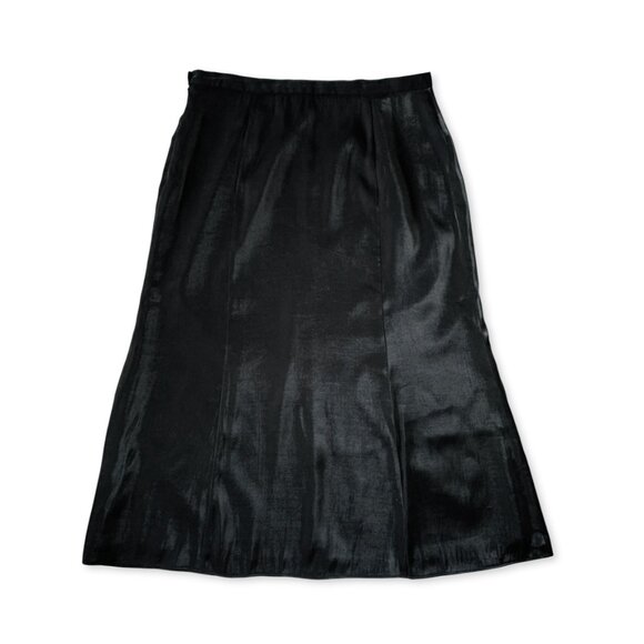 Laura Shiny Satin Black Long Formal Maxi Skirt Holiday Party Elegant Goth Whimsi - Picture 3 of 10